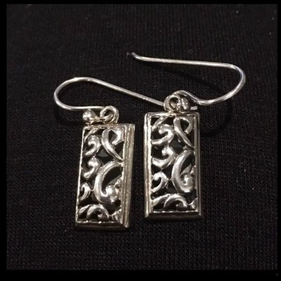 BARSE Scroll Filigree Sterling Silver 925 Drop Dangle Earrings - Picture 4 of 8